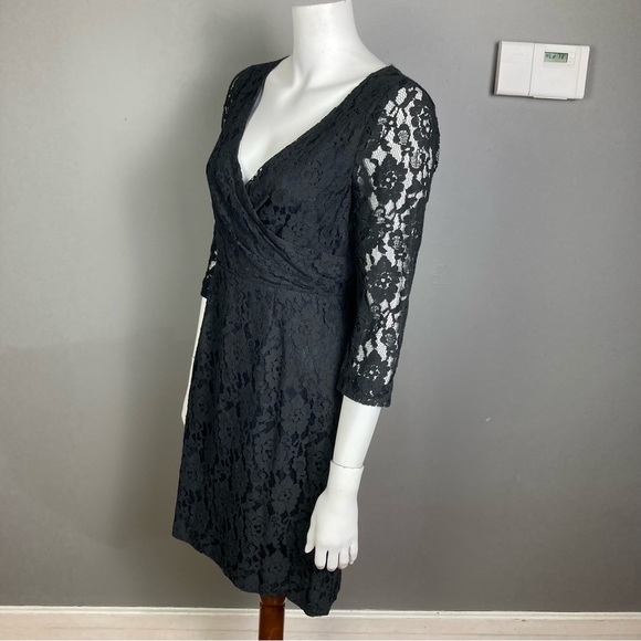J. Crew Factory Dress size 4 lace faux wrap knee-length work event long sleeve - Picture 3 of 8